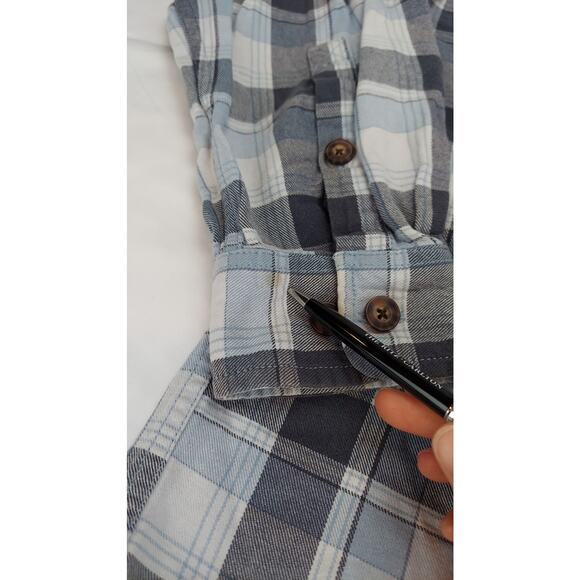 Duluth Trading Co. Mens Blue Gray Plaid Long Sleeve Button Down Flannel Shirt M - Picture 6 of 7